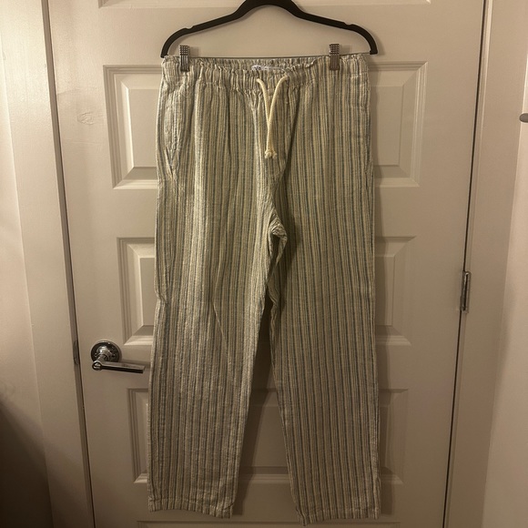 Zara Blue and Cream Striped Linen Pants - Picture 1 of 3